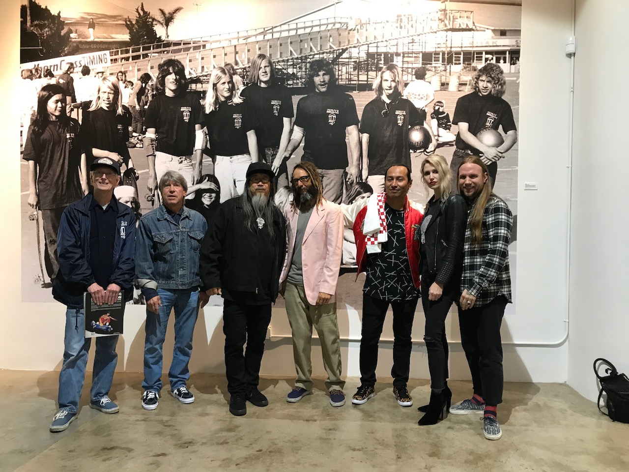 Z-Boys reunion in front of historic photograph