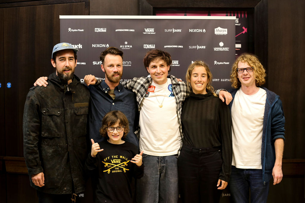 Translate World Premiere L to R Charles Watson Dir Chris McClean Composer CJ Mirra Lee Ann Curren and Oliver Drums Image Surf Sistas