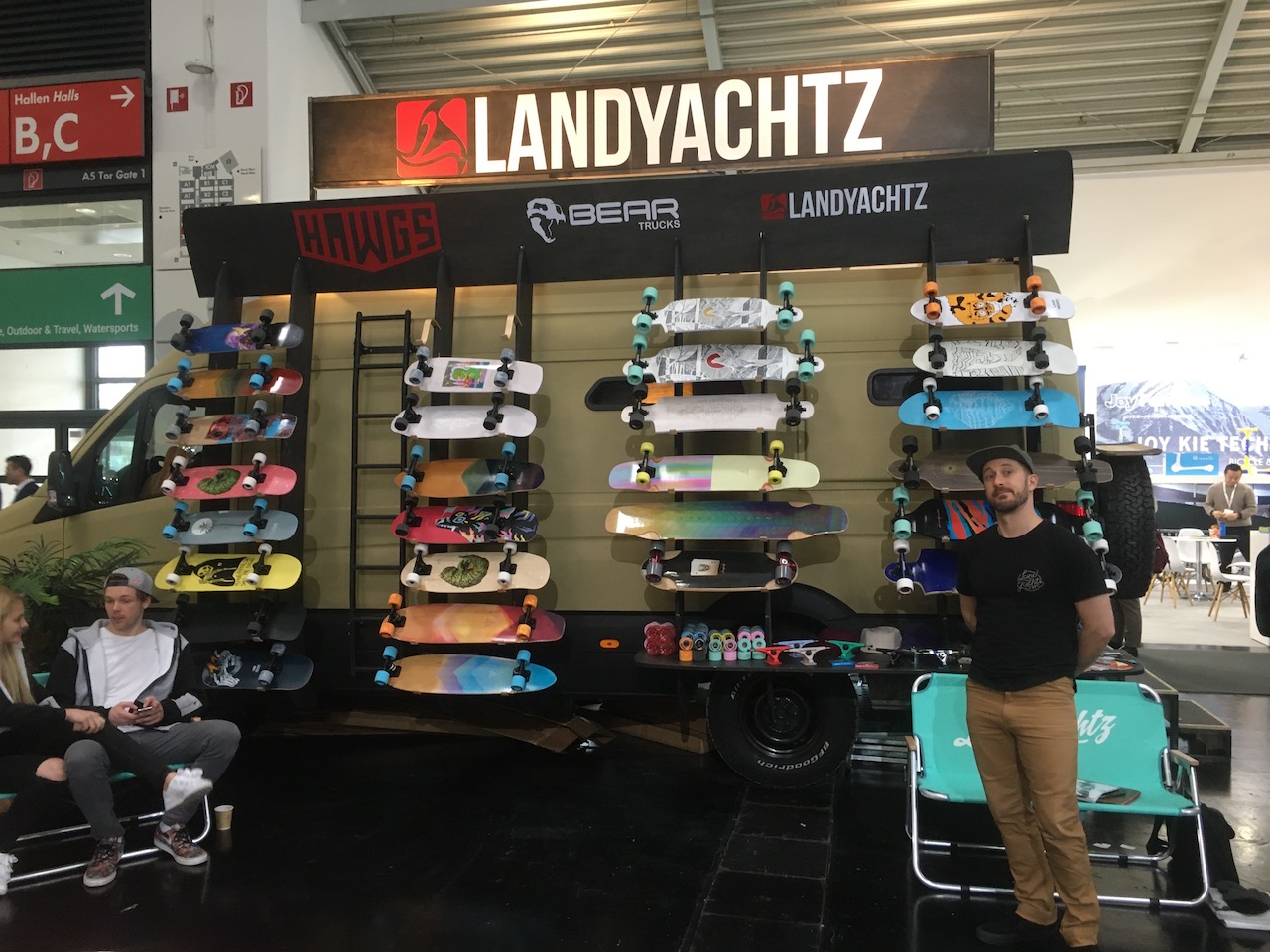 Landyachtz booth at the Longboard embassy built on their local reps truck