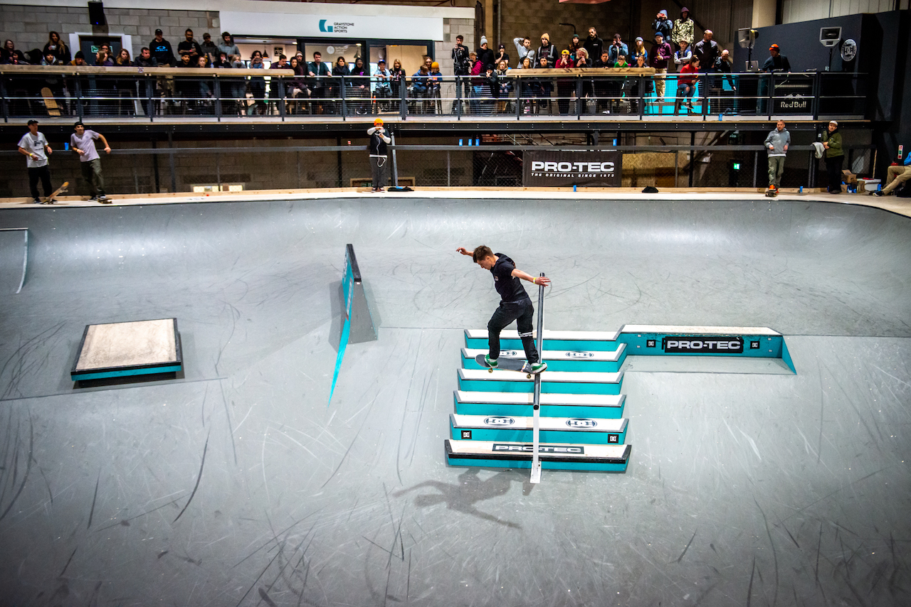 Graystone ambassador and Skateboard GB skater Alex Decunha at National Championships 2019. Photo Garry Jones.