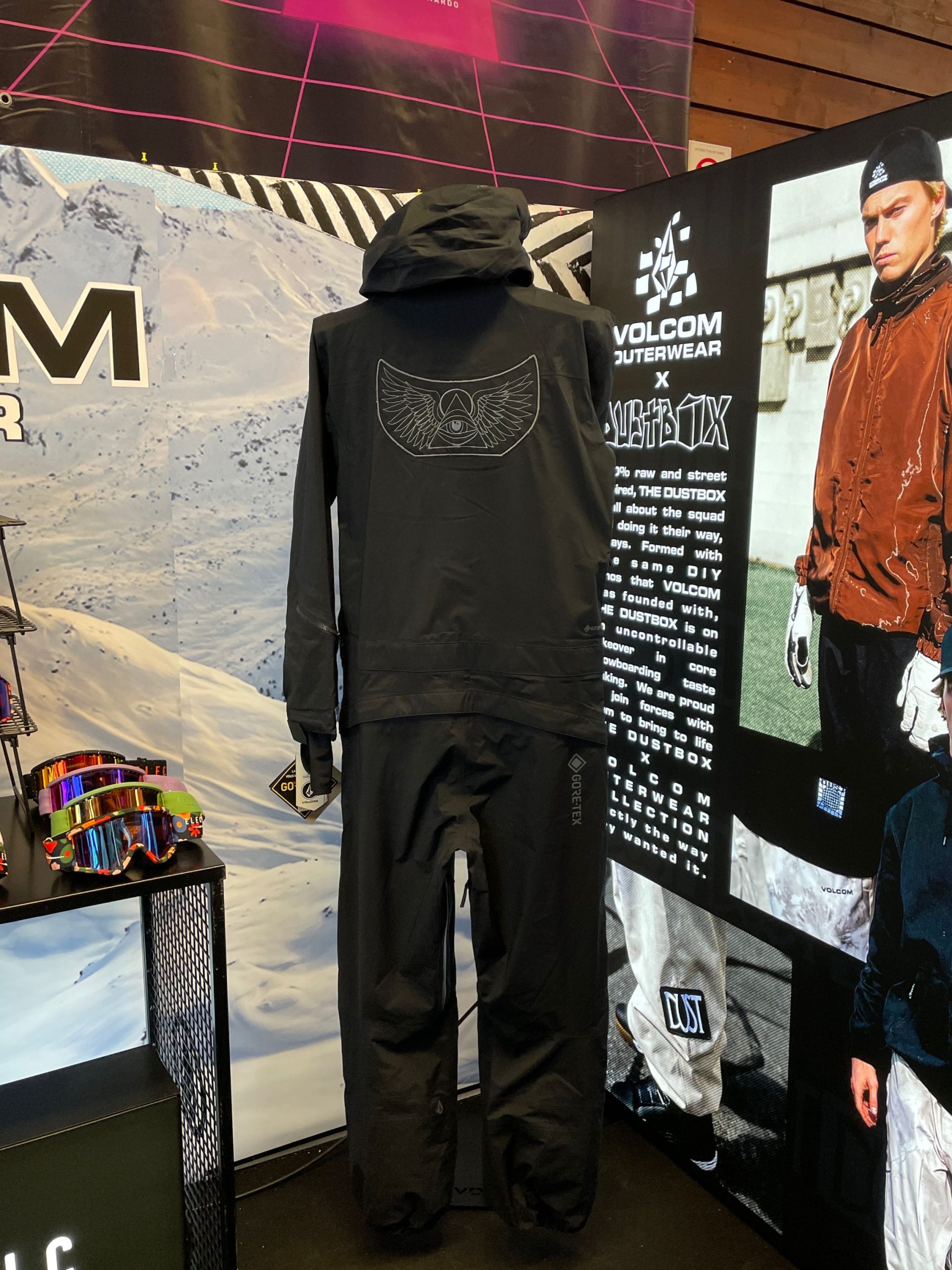 Volcom’s Jamie Lynn pro model outerwear with one of his artwork designs on the back of the jacket