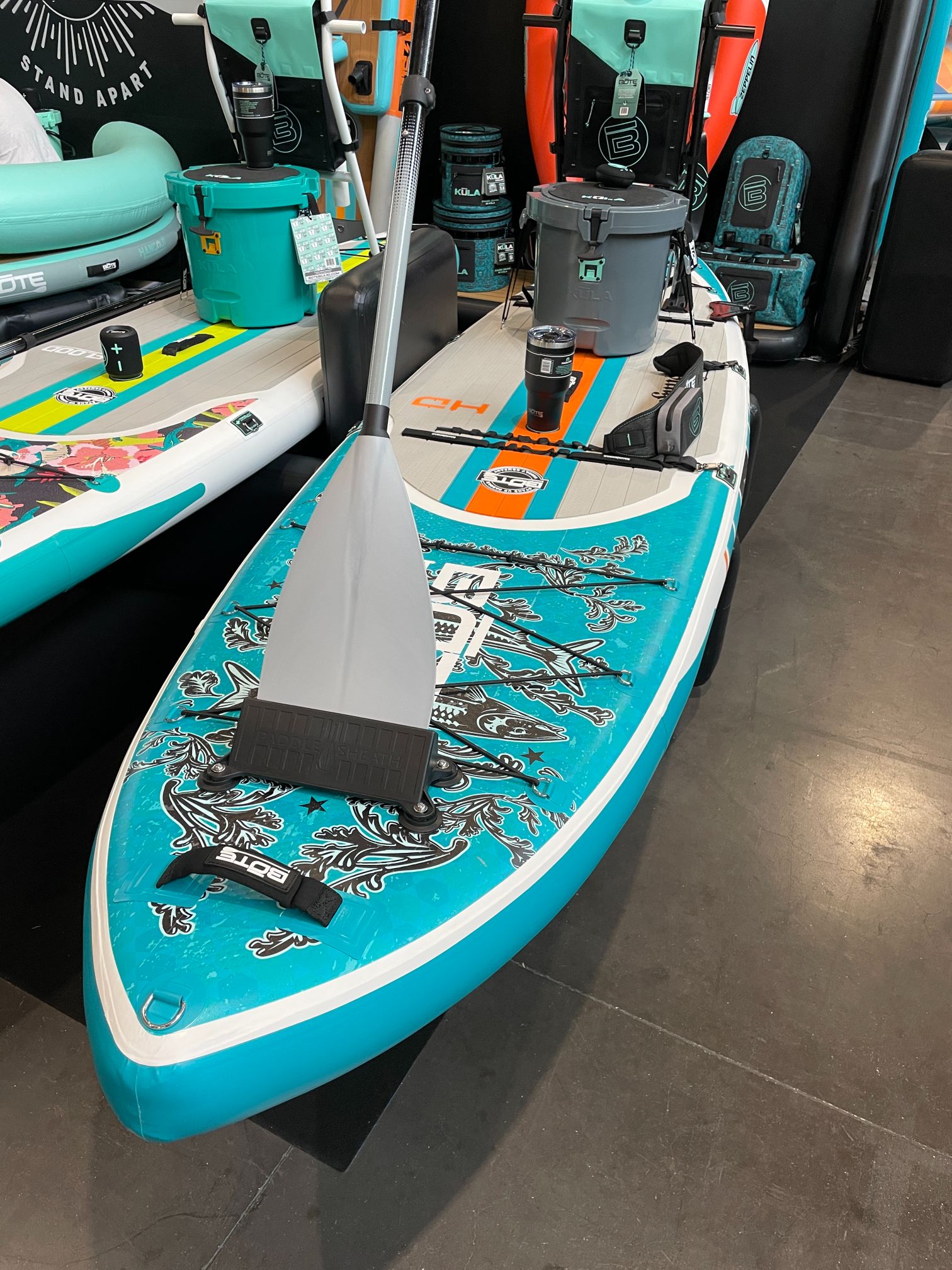 Bote’s HD Aero SUP with paddle storage mount unique to Bote JPG