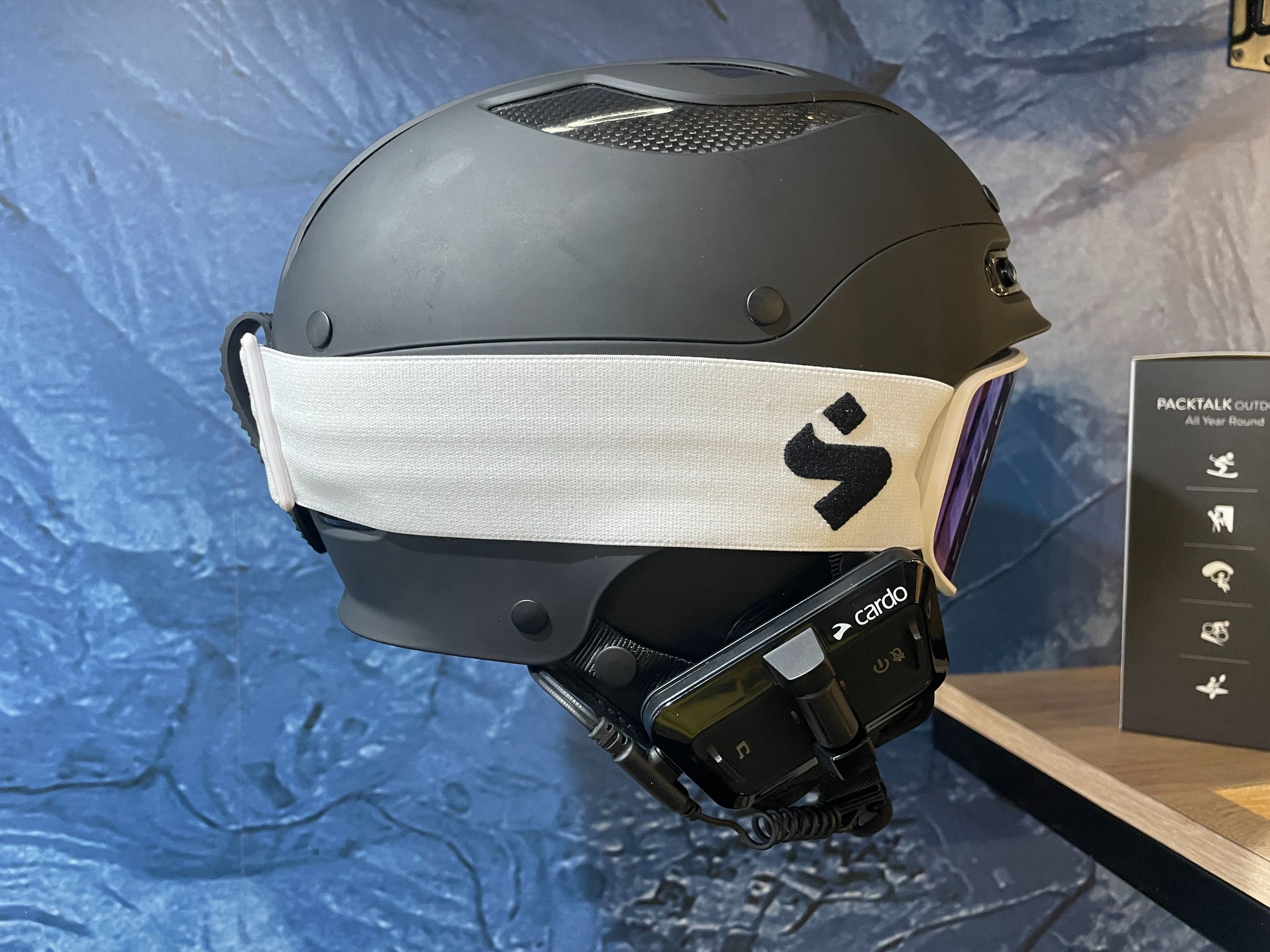 Cardo audio system on helmet