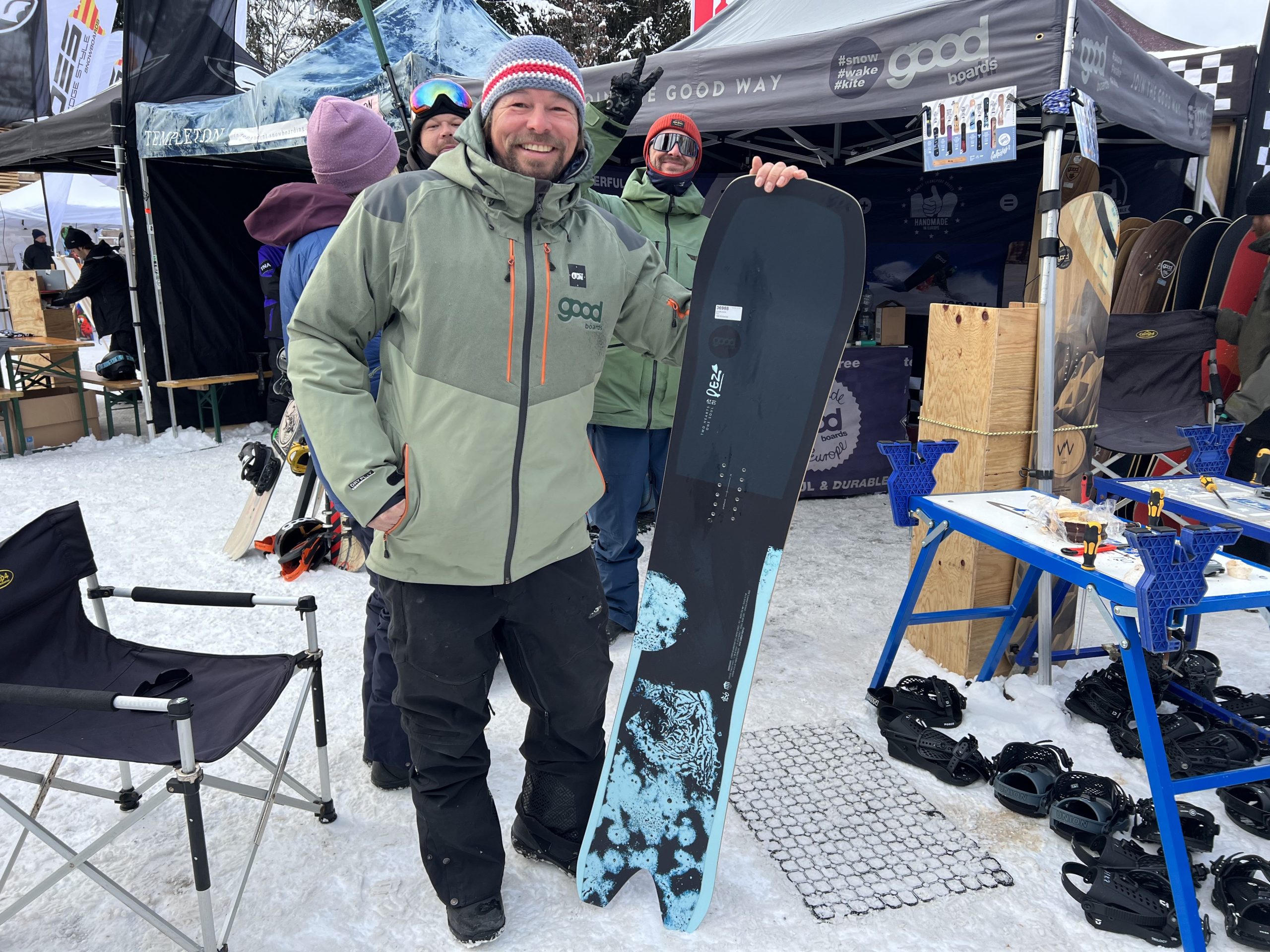 Goodboard’s Michi with their Pez. Freeride carve beast