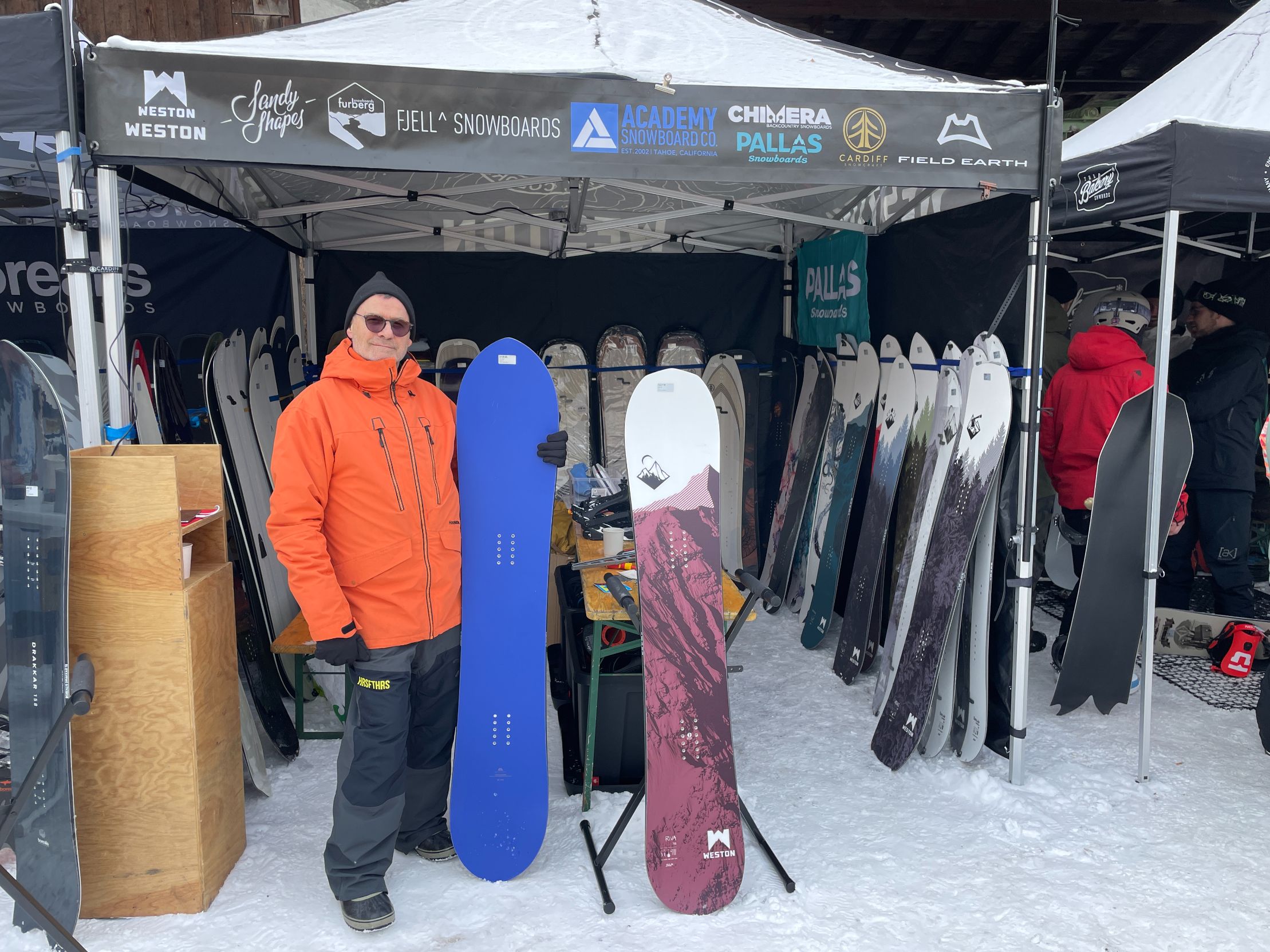 Sans Flash’s Patrick Bourgeois with his quiver of brands